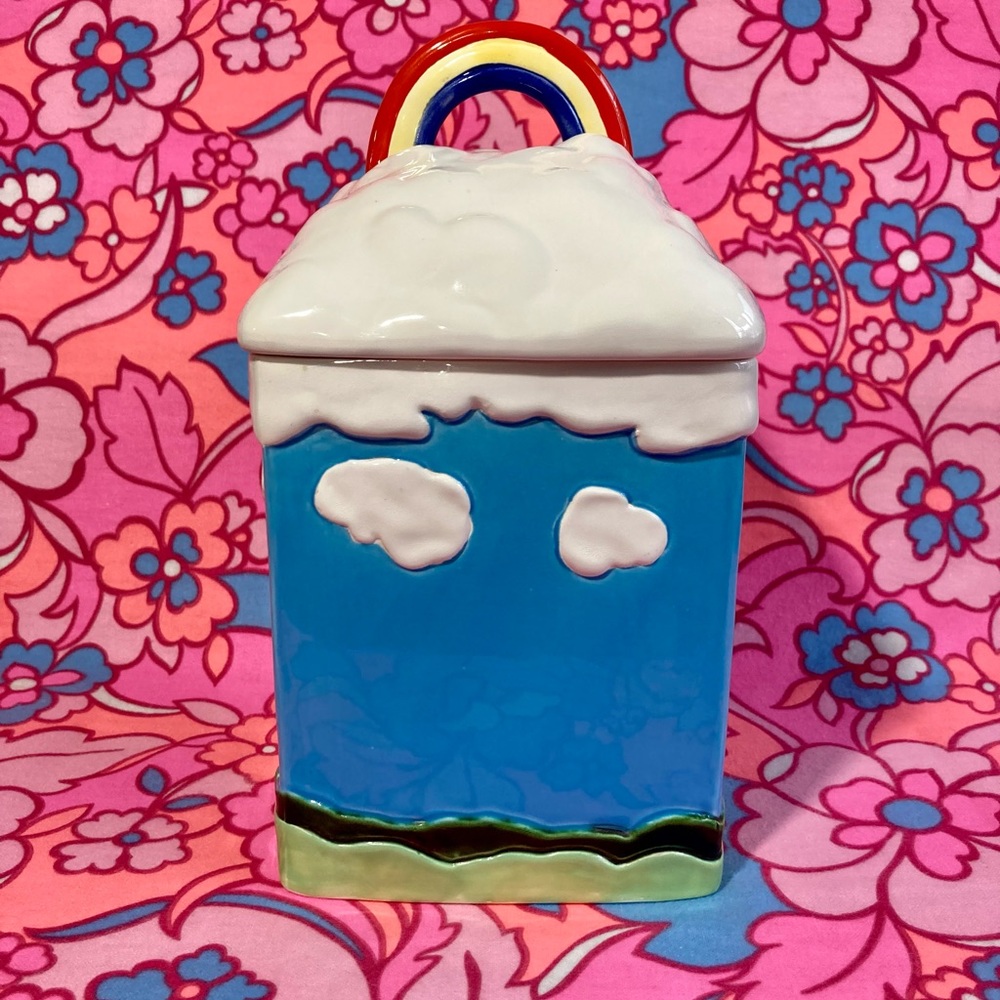 Vintage Vandor 1980 Rainbow Cloud Cookie Jar ⁣